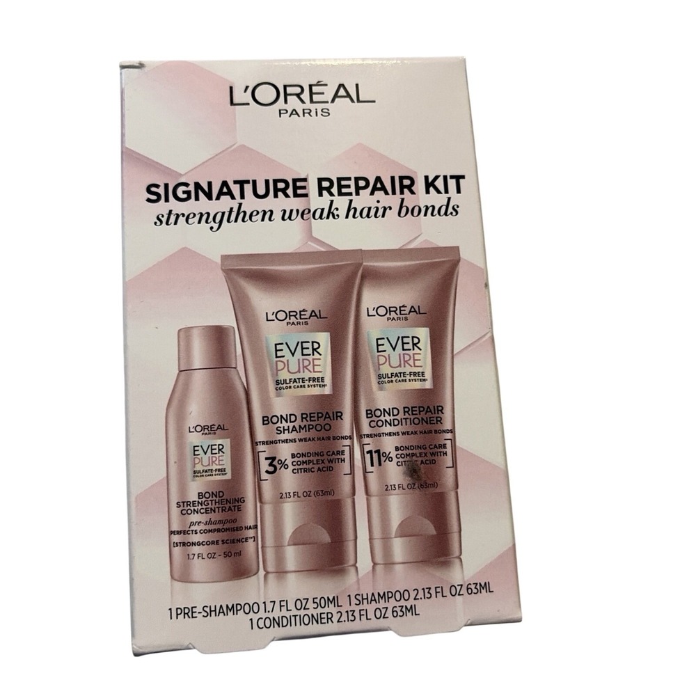 L'Oreal Paris EverPure Bond Repair Signature Kit 3-Piece‎ Sulfate Free Set NIB